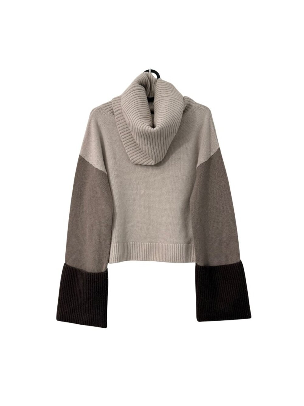 NAADAM Wool Cashmere Tricolor Colorblock Cuffed Turtleneck Sweater Womens Small